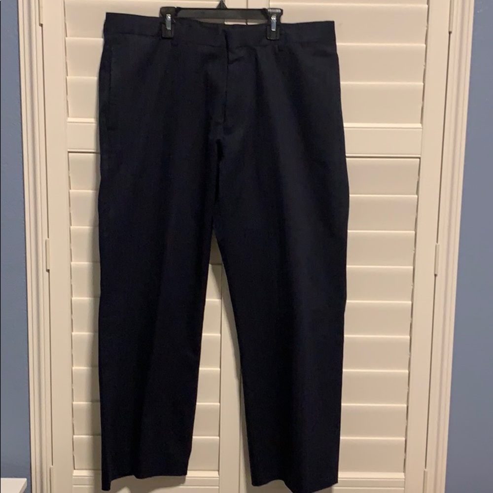 GAP Straight-Fit Pin-Striped Slacks-Dark Navy Blue